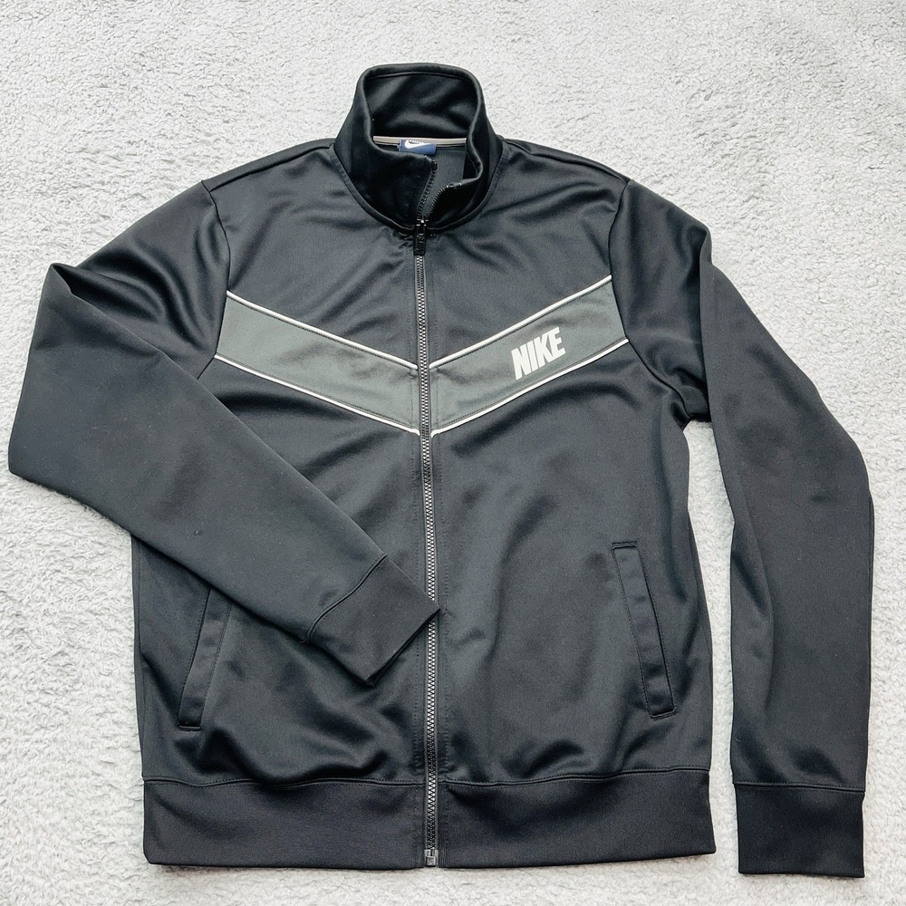 Nike Full Zip Track Jacket Mens Medium Black Spell-Out Streetwear‎ Athleisure